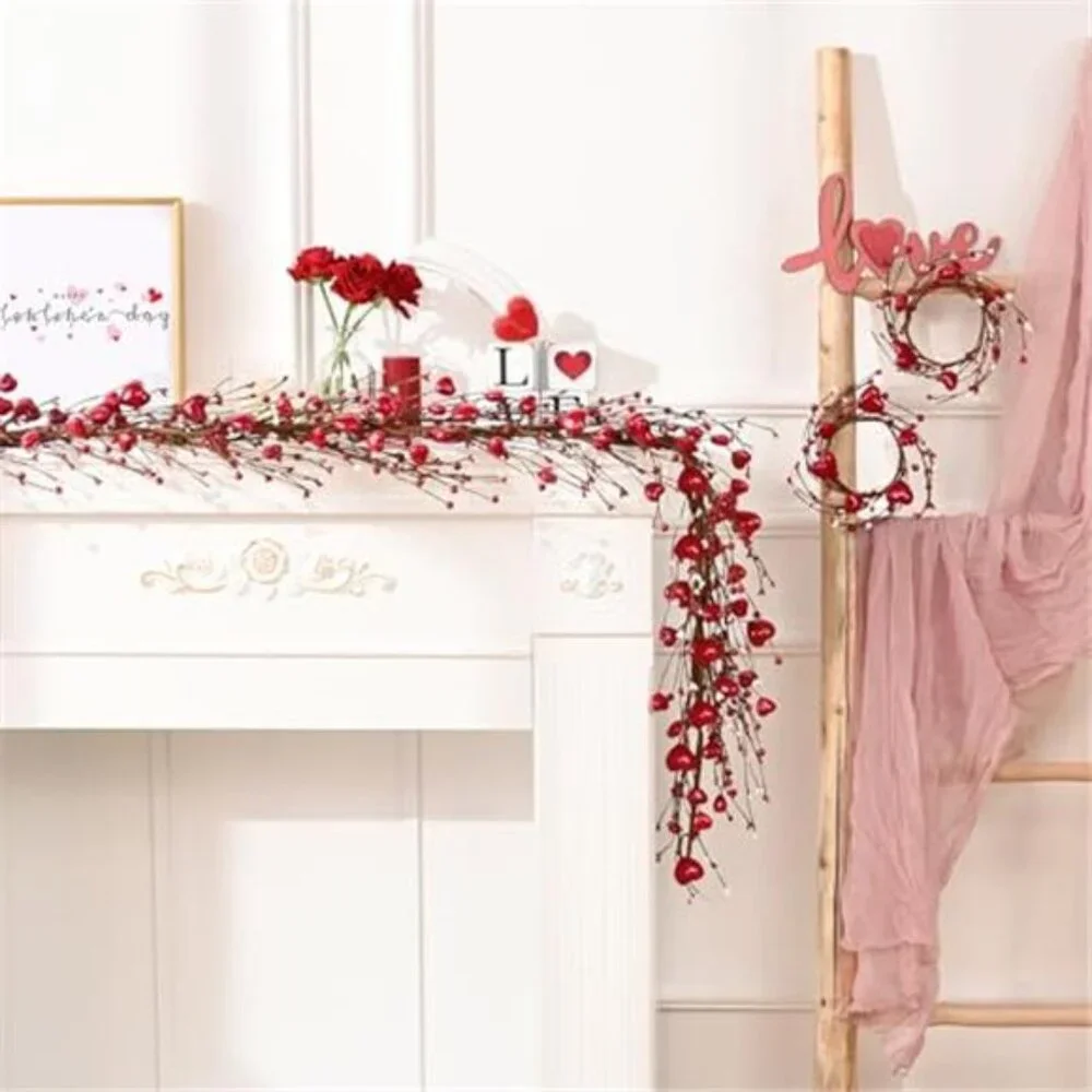 6 Ft Valentine's Day Garland for Mantel, Valentines Day Centerpiece for Table